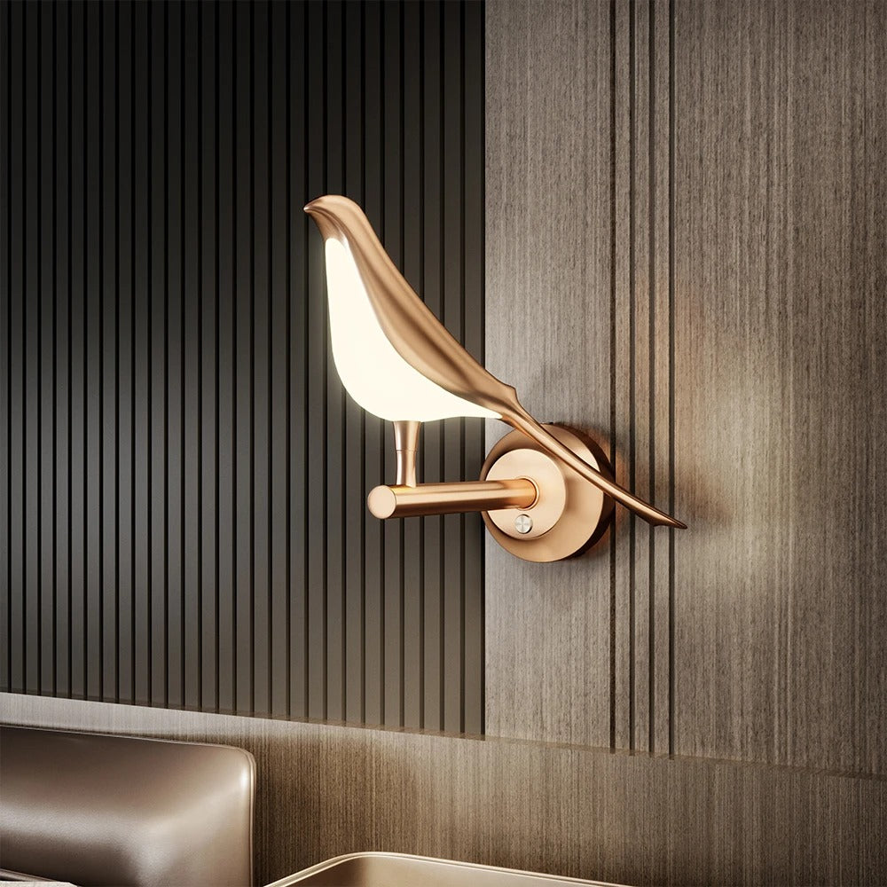 Nordic Wall Lights Rotatable Golden Bird LED Interior Wall Sconce Dimmable Acrylic Creative Wall Lamp Bedroom Bedside Night Ligh
