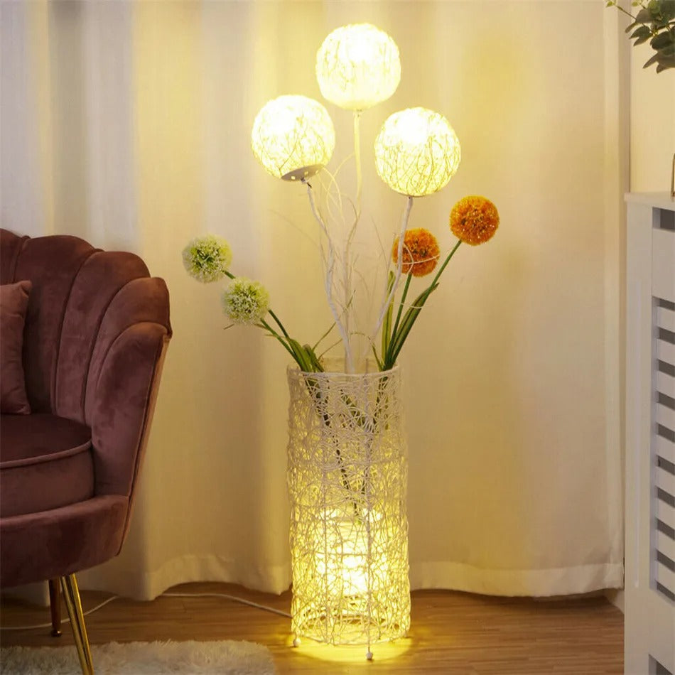 Modern Decorative Floor Lamp LED Rattan Standing Lights with Creative Design Light Tree Lantern