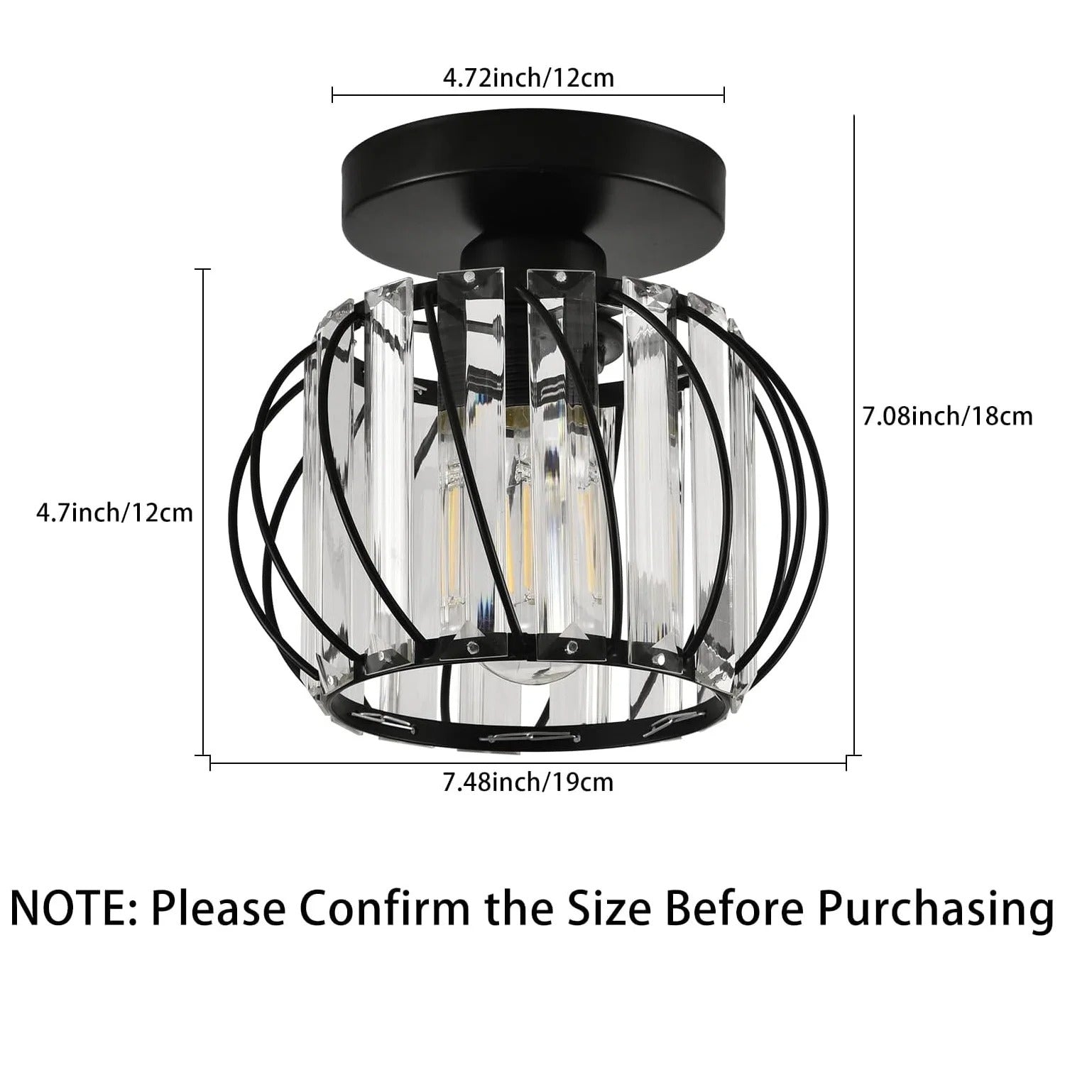 Semi-flush Mount Ceiling Light, Antique Small Crystal Chandelier E26 No Bulb For Bathroom, Hallway, Cafe, Bar, Porch, Corridor