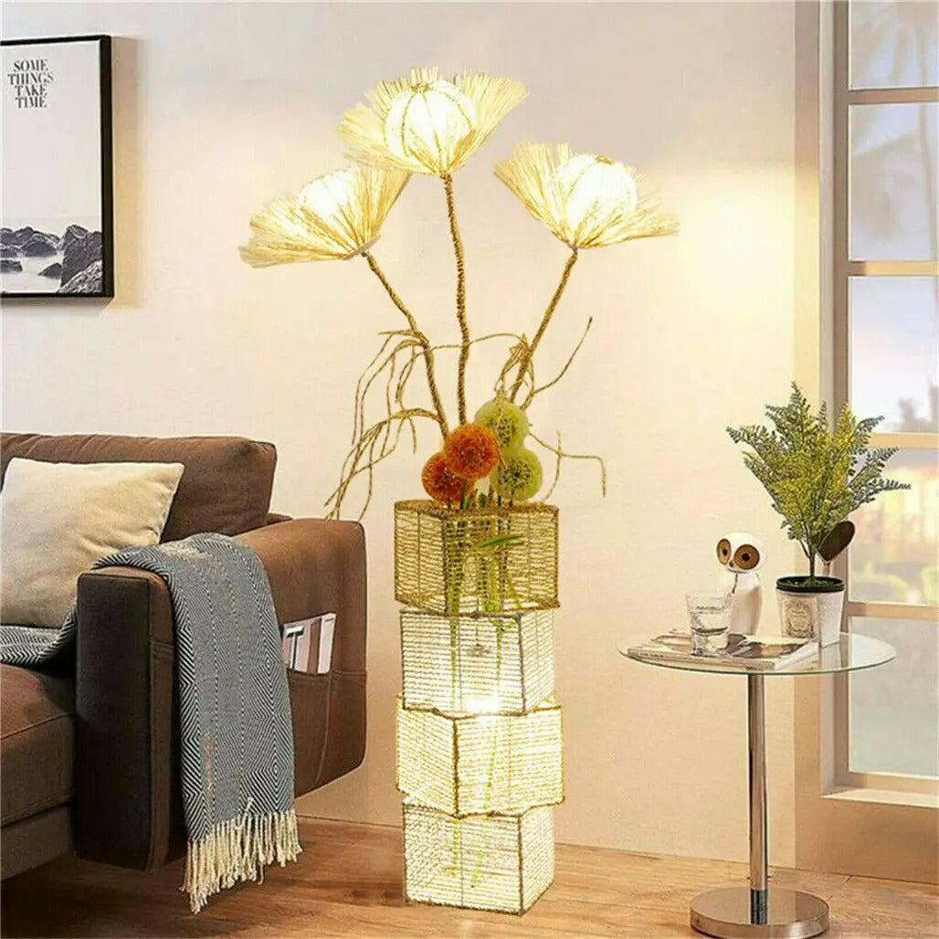 Modern Decorative Floor Lamp LED Rattan Standing Lights with Creative Design Light Tree Lantern