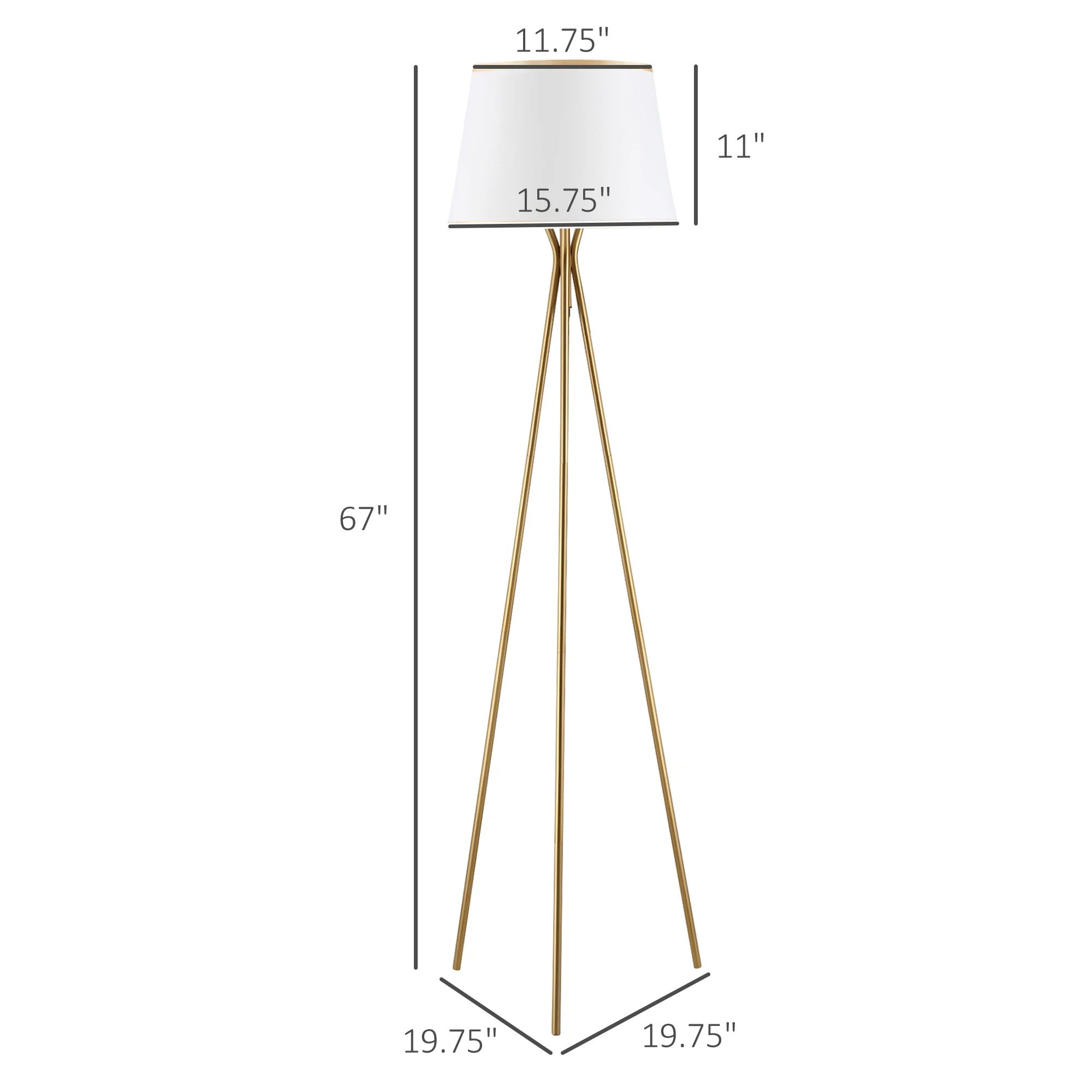 Modern Tripod Floor Lamp Land Lamp w/ Steel Frame, Fabric Lampshade and E26 Base
