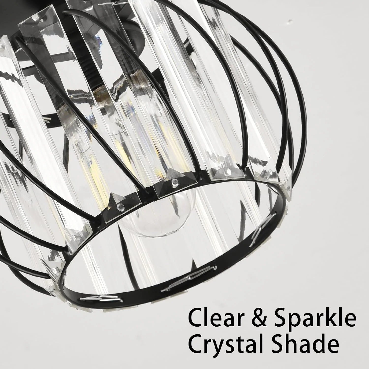 Semi-flush Mount Ceiling Light, Antique Small Crystal Chandelier E26 No Bulb For Bathroom, Hallway, Cafe, Bar, Porch, Corridor
