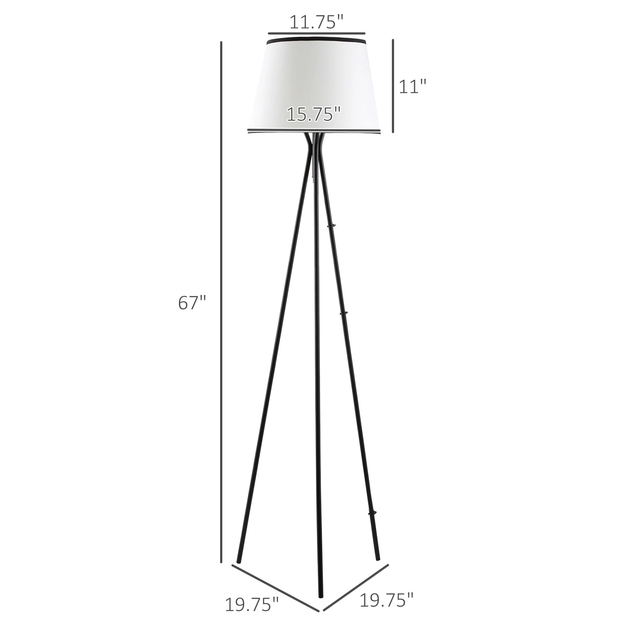 Modern Tripod Floor Lamp Land Lamp w/ Steel Frame, Fabric Lampshade and E26 Base
