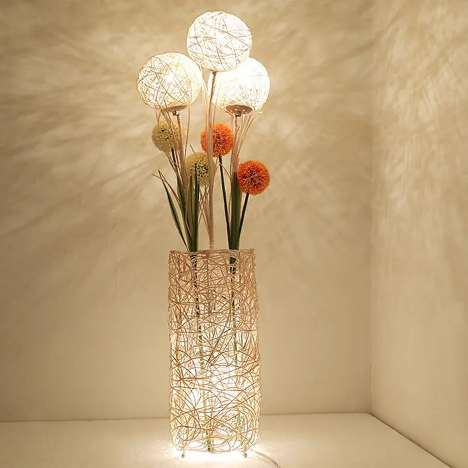 Modern Decorative Floor Lamp LED Rattan Standing Lights with Creative Design Light Tree Lantern