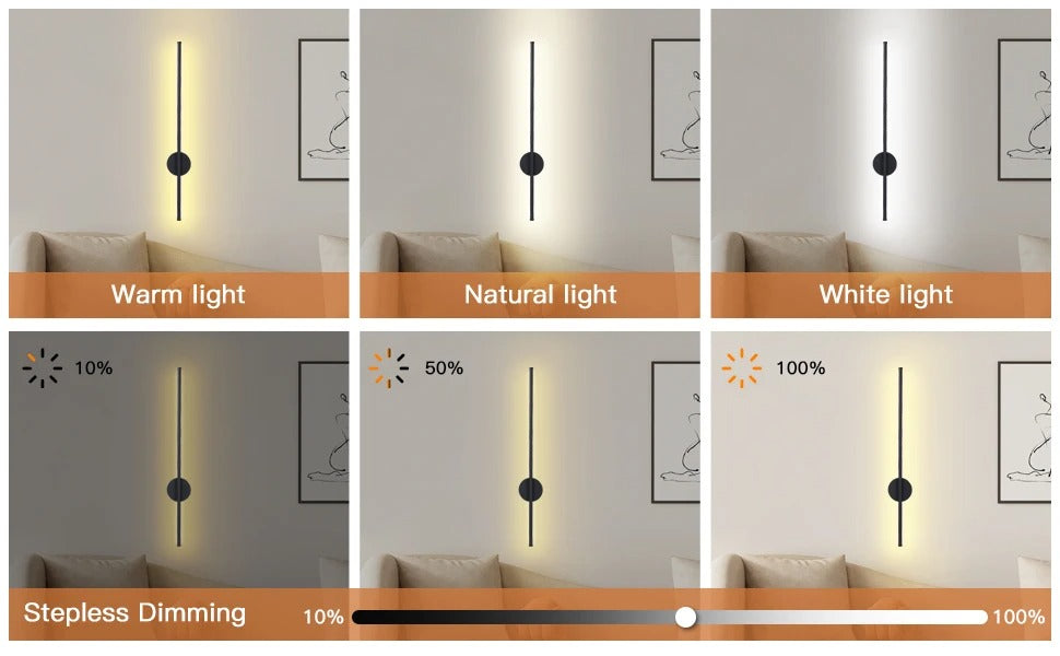Rechargeable 50cm/80cm Wall Light Wireless LED Internal Wall Sconce Modern Beside Night Lamp for Bedroom Remote Control 1PCS