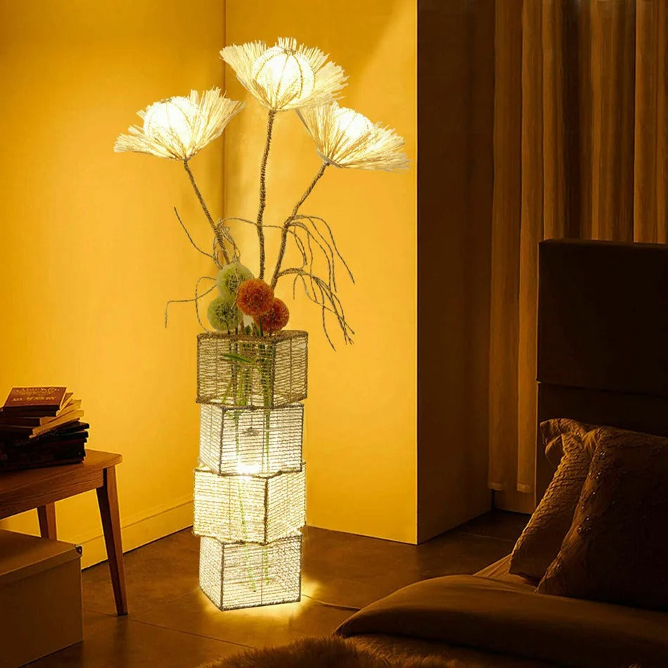 Modern Decorative Floor Lamp LED Rattan Standing Lights with Creative Design Light Tree Lantern
