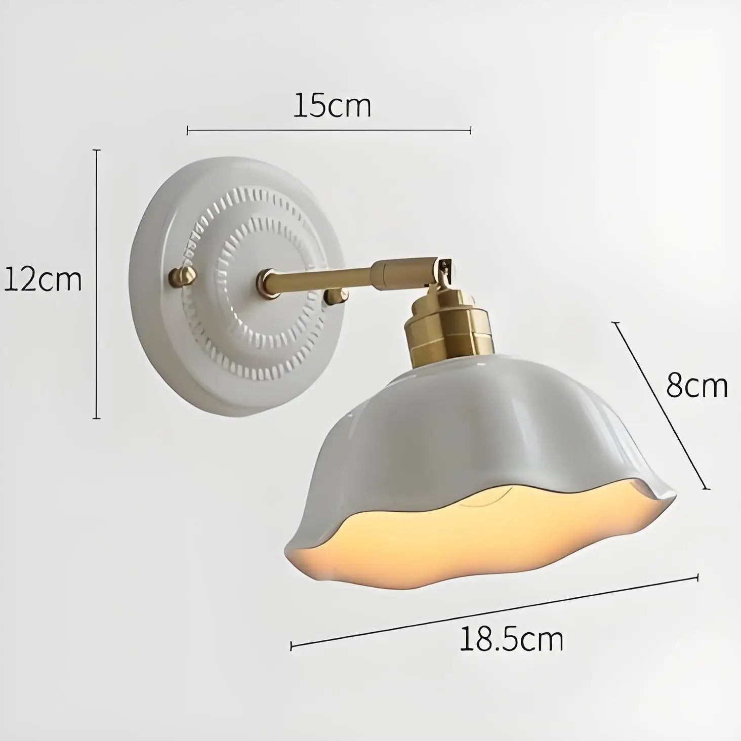 Vintage Ceramic Wall Sconce Lamp with Brass Arm Handcrafted Porcelain Hardwired Wall Lighting Fixtures Hallway Bedside Vanity