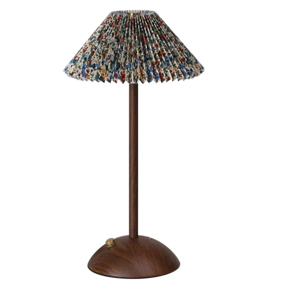 Minimalist Nightstand Light Fabric Shade Portable LED Desk Lamp Wood Base Dimmable Touch Lamp for Restaurant Bedroom Coffee Shop